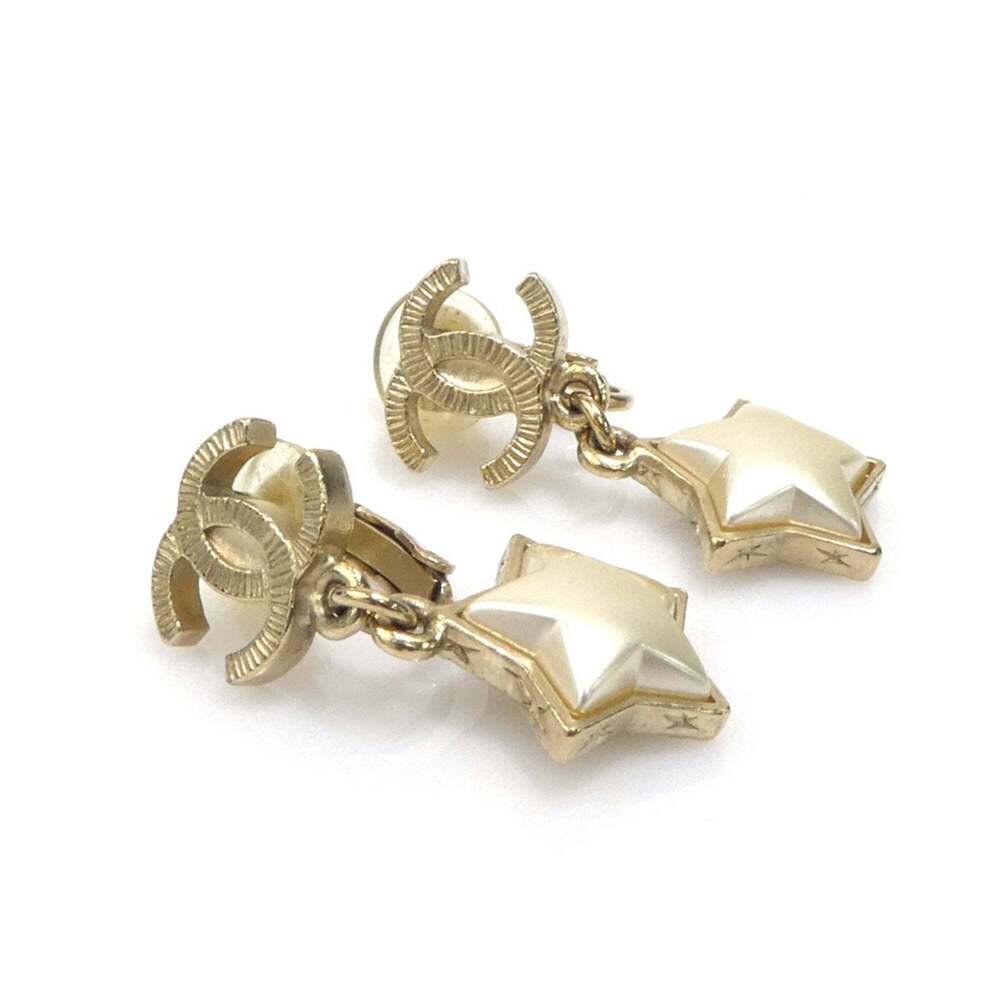 CHANEL Authentic White Pearl Logo Earrings - Picture 2 of 5